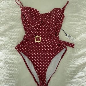 Red star printed one-piece